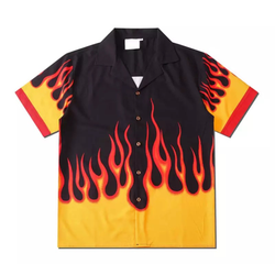 RED FLAME REVERE BUTTON UP