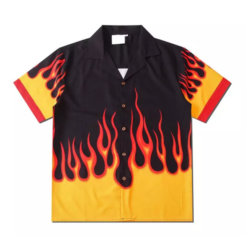 RED FLAME REVERE BUTTON UP