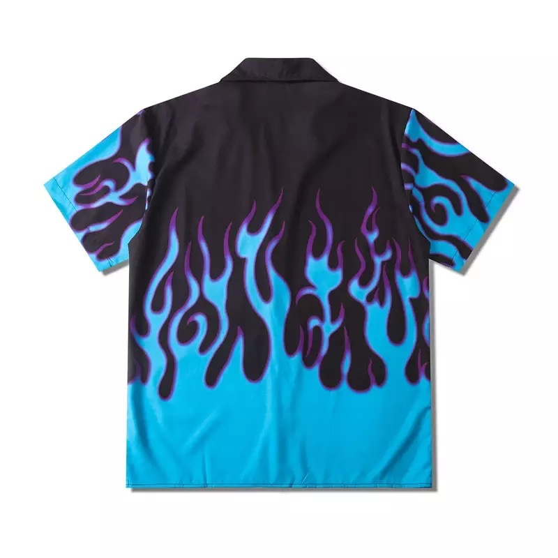 BLUE FLAME REVERE BUTTON UP